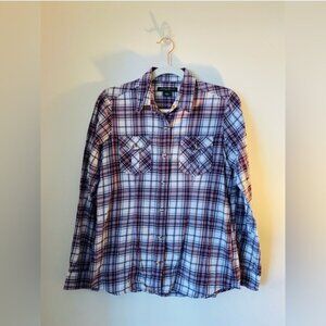 Eddie Bauer Women's Plaid Button-Up Flannel Shirt 100% Cotton Size S